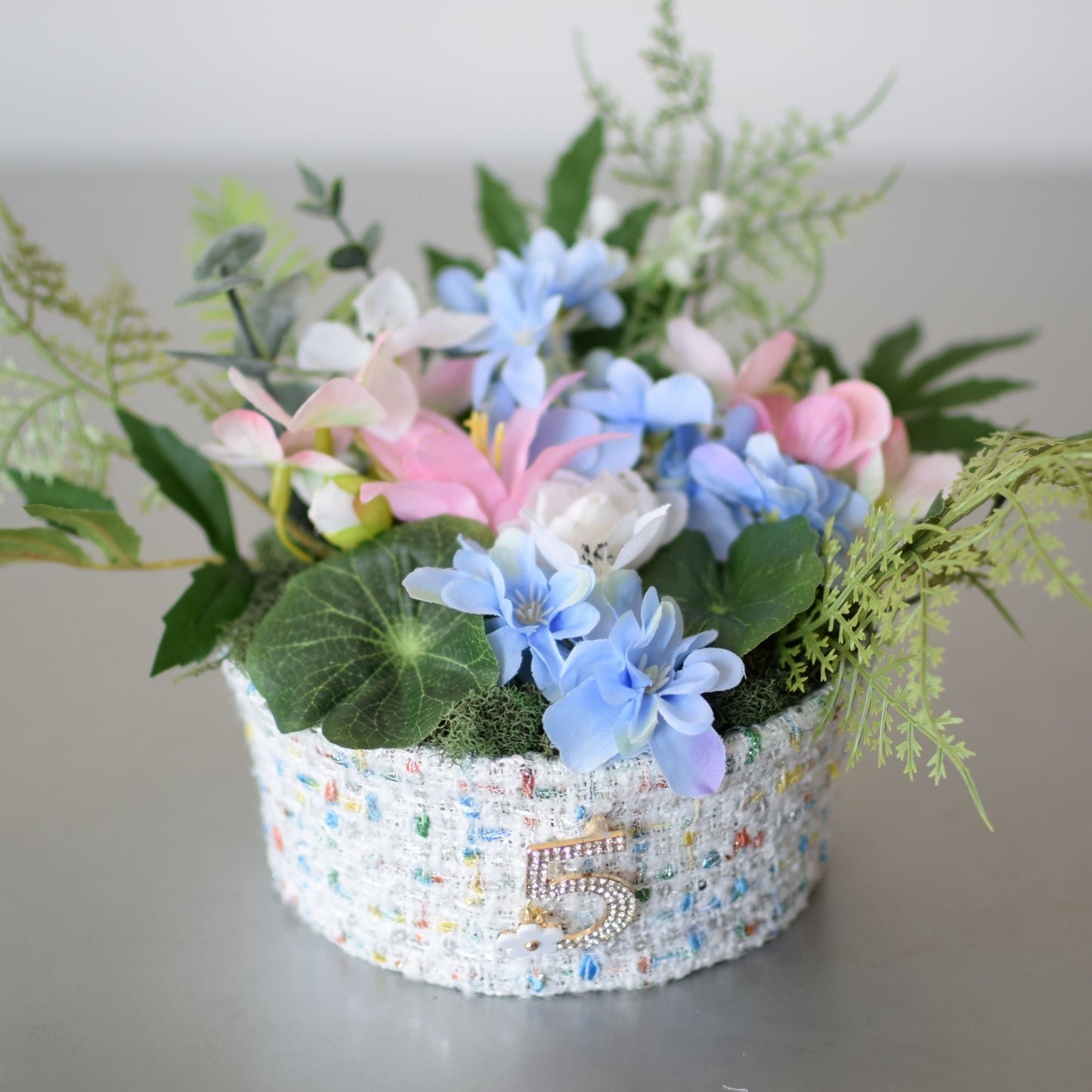 G - July Birth Month Box Bouquet - Blue Larkspur and White Water Lily