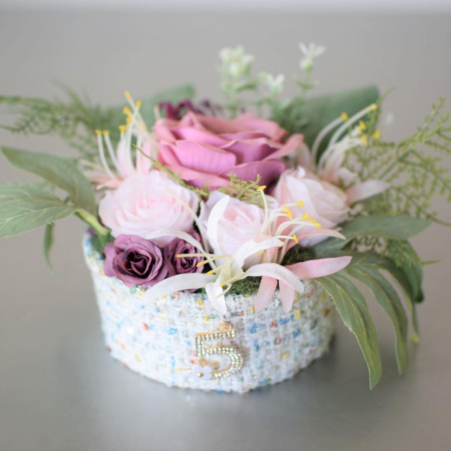 F - June Birth Month Box Bouquet - Tweed Box