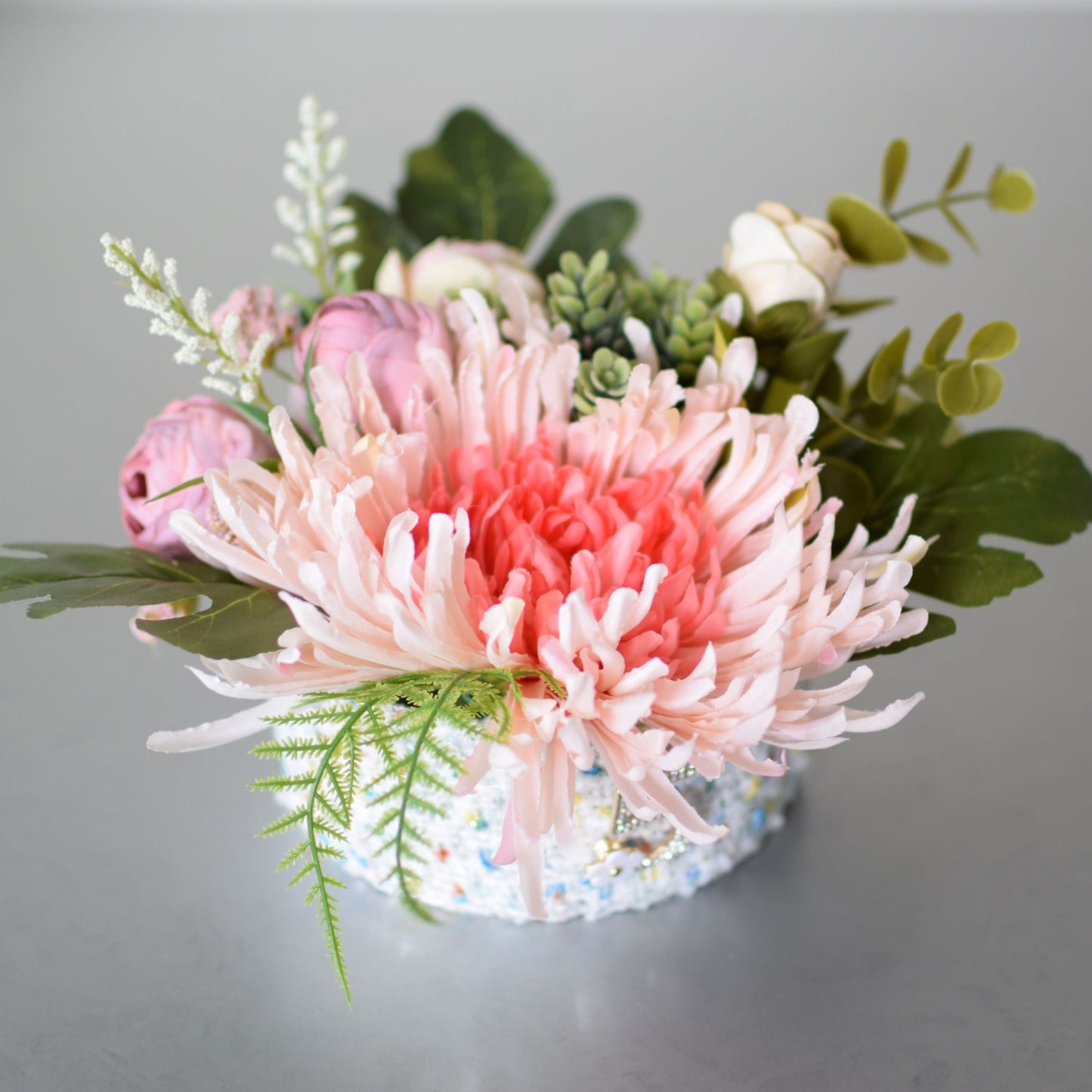 K - November Birth Month Box Bouquet - Pink Chrysanthemum and Peonies