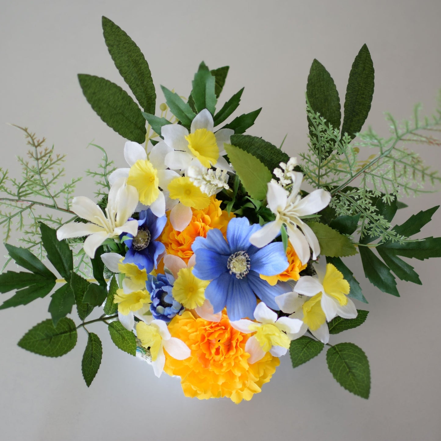 J - October Birth Month Box Bouquet - Marigold and Blue Cosmos