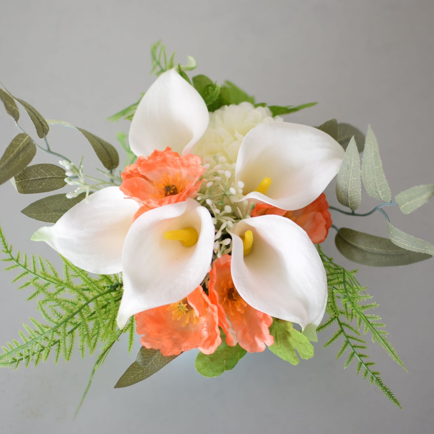 Breakfast at Tiffany's - Orange Poppies and White Calla Lilies