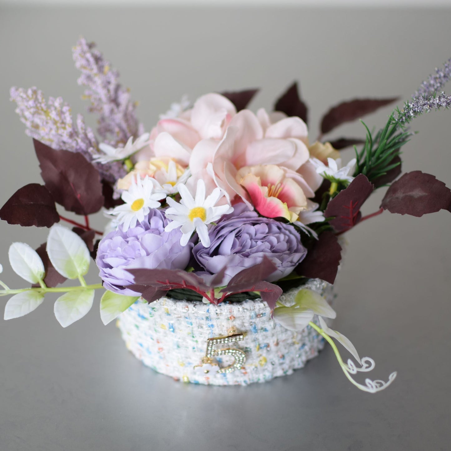 I - September Birth Month Box Bouquet - Pink Morning Glory and White Aster