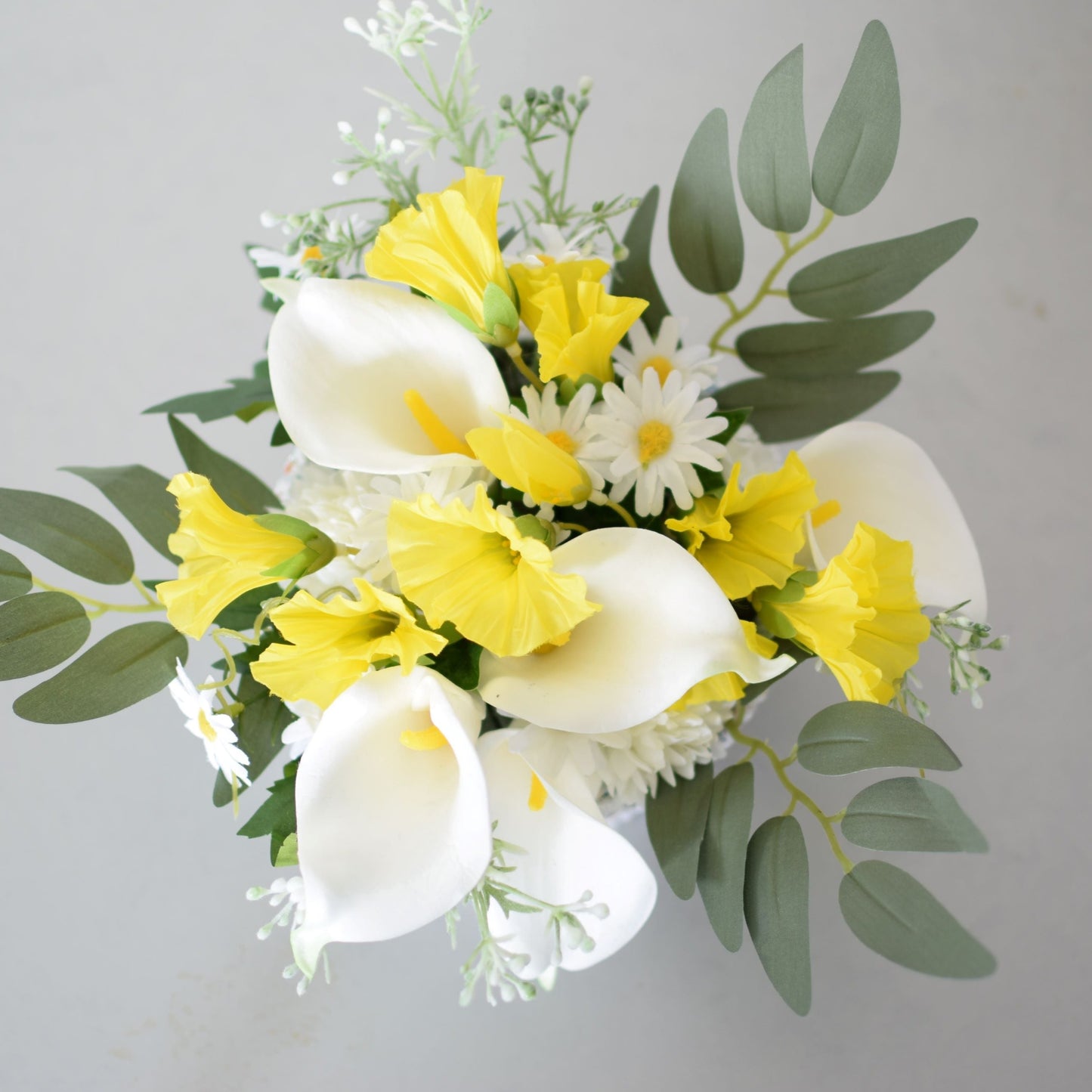 I - September Birth Month Box Bouquet - Yellow Morning Glory and White Aster